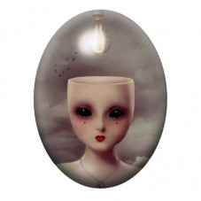 Cabochon en Verre Illustré Visage Ampoule Gothique 13x18, 18x25 ou 30x40mm  pour la Création de Bijoux Fantaisie - DIY