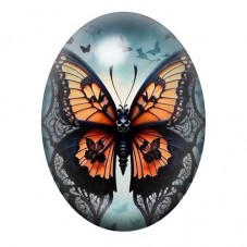 Cabochon en Verre Illustré Papillon Orange Gothique 13x18, 18x25 ou 30x40mm pour la création de bijoux fantaisie - DIY