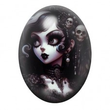 Cabochon en Verre Illustré Femme Gothique 13x18, 18x25 ou 30x40mm  pour la Création de Bijoux Fantaisie - DIY