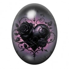Cabochon en Verre Illustré Coeur Gothique 13x18, 18x25 ou 30x40mm  pour la Création de Bijoux Fantaisie - DIY