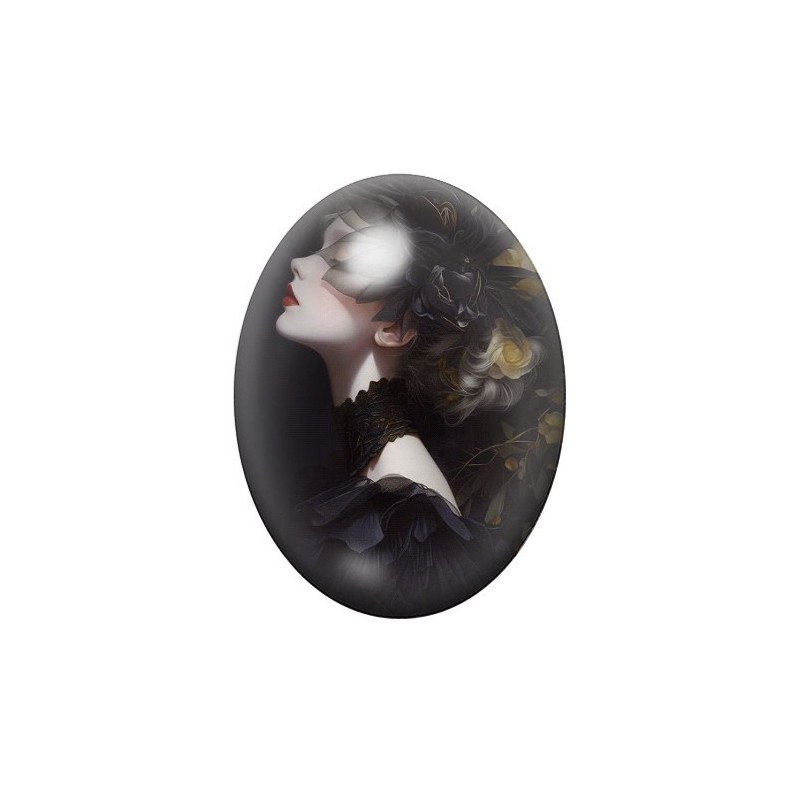 Cabochon en Verre Illustré Femme Gothique 13x18, 18x25 ou 30x40mm