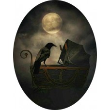 Cabochon en Verre Illustré Corbeau Landau Gothique 13x18, 18x25 ou 30x40mm