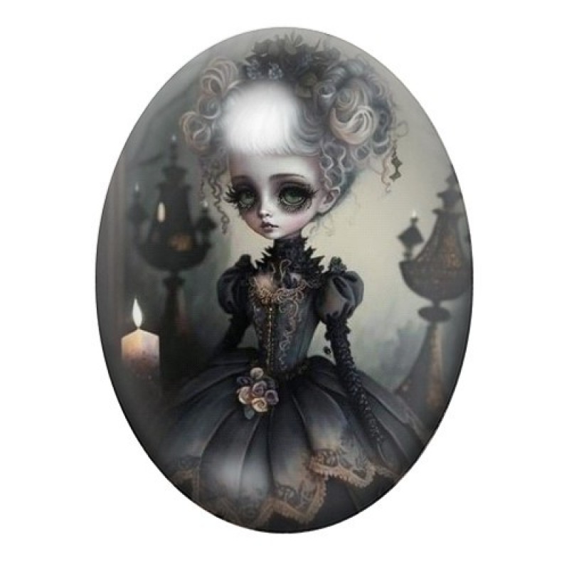Cabochon en Verre Illustré Marquise Gothique 13x18, 18x25 ou 30x40mm