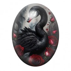 Cabochon en Verre Illustré Cygne Noir Gothique 13x18, 18x25 ou 30x40mm  pour la Création de Bijoux Fantaisie - DIY