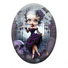 Cabochon en Verre Illustré Betty Boop Gothique 13x18, 18x25 ou 30x40mm  pour la Création de Bijoux Fantaisie - DIY
