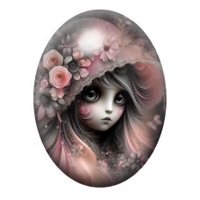 Cabochon en Verre Illustré Jeune Fille Gothique 13x18, 18x25 ou 30x40mm  pour la Création de Bijoux Fantaisie - DIY