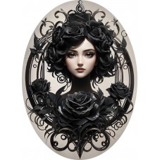 Cabochon en Verre Illustré Femme Gothique 13x18, 18x25 ou 30x40mm