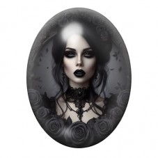 Cabochon en Verre Illustré Femme Gothique 13x18, 18x25 ou 30x40mm  pour la Création de Bijoux Fantaisie - DIY