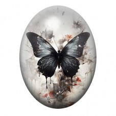 Cabochon en Verre Illustré Papillon Noir Aquarelle 13x18, 18x25 ou 30x40mm pour la création de bijoux fantaisie - DIY
