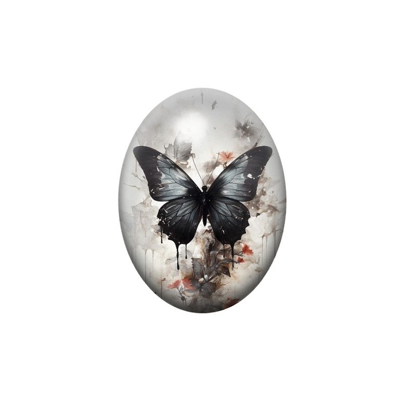 Cabochon en Verre Illustré Papillon Gothique 13x18, 18x25 ou 30x40mm