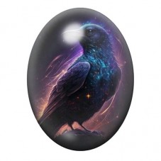Cabochon en Verre Illustré Corbeau Gothique 13x18, 18x25 ou 30x40mm  pour la Création de Bijoux Fantaisie - DIY