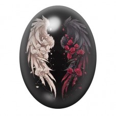 Cabochon en Verre Illustré Ailes Ange et Démon Gothique 13x18, 18x25 ou 30x40mm  pour la Création de Bijoux Fantaisie - DIY