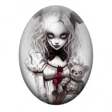 Cabochon en Verre Illustré Jeune Fille Gothique 13x18, 18x25 ou 30x40mm  pour la Création de Bijoux Fantaisie - DIY
