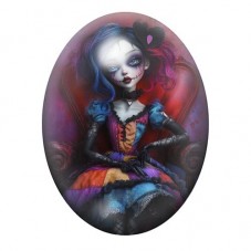 Cabochon en Verre Illustré Jeune femme Gothique 13x18, 18x25 ou 30x40mm  pour la Création de Bijoux Fantaisie - DIY
