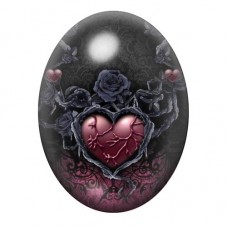 Cabochon en Verre Illustré Coeur Gothique 13x18, 18x25 ou 30x40mm  pour la Création de Bijoux Fantaisie - DIY