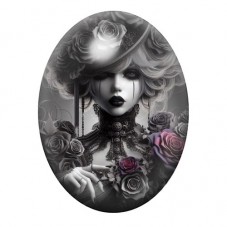 Cabochon en Verre Illustré Femme Gothique 13x18, 18x25 ou 30x40mm  pour la Création de Bijoux Fantaisie - DIY