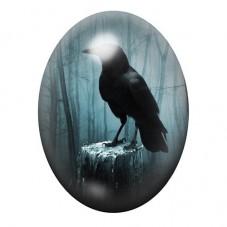 Cabochon en Verre Illustré Corbeau Gothique 13x18, 18x25 ou 30x40mm  pour la Création de Bijoux Fantaisie - DIY