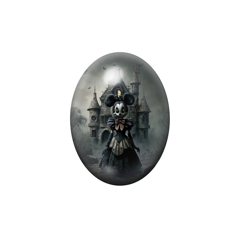 Cabochon en Verre Illustré Minnie Gothique 13x18, 18x25 ou 30x40mm