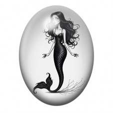 Cabochon en Verre Illustré Sirène Gothique 13x18, 18x25 ou 30x40mm  pour la Création de Bijoux Fantaisie - DIY