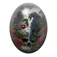 Cabochon en Verre Illustré Corbeaux Gothique 13x18, 18x25 ou 30x40mm  pour la Création de Bijoux Fantaisie - DIY