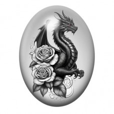 Cabochon en Verre Illustré Dragon Gothique 13x18, 18x25 ou 30x40mm  pour la Création de Bijoux Fantaisie - DIY
