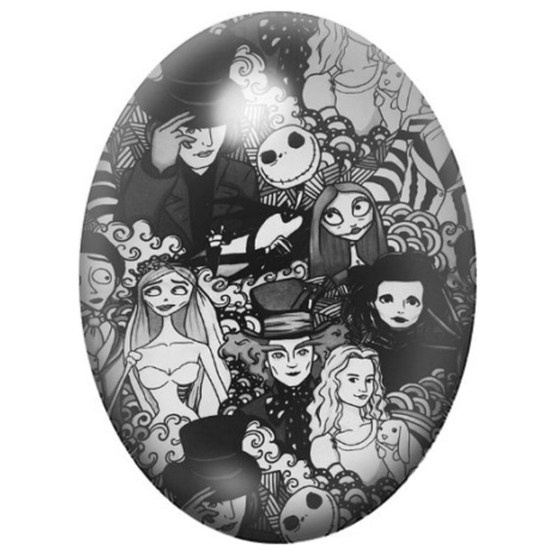 Cabochon en Verre Illustré Alice et Jack dans un Monde Gothique 13x18, 18x25 ou 30x40mm