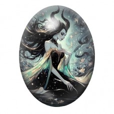 Cabochon en Verre Illustré Maléfique Gothique 13x18, 18x25 ou 30x40mm  pour la Création de Bijoux Fantaisie - DIY