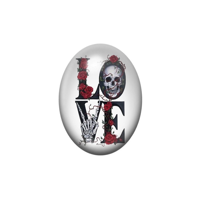 Cabochon en Verre Illustré Love Gothique 13x18, 18x25 ou 30x40mm