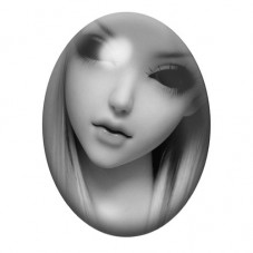 Cabochon en Verre Illustré Poupée Blythe au Cache-œil Noir 13x18, 18x25 ou 30x40mm pour la création de bijoux fantaisie - DIY