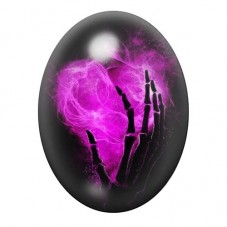 Cabochon en Verre Illustré Main Squelette Coeur Gothique 13x18, 18x25 ou 30x40mm  pour la Création de Bijoux Fantaisie - DIY