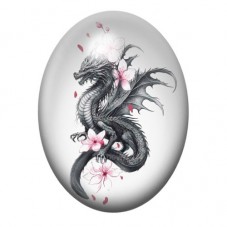 Cabochon en Verre Illustré Dragon Gothique 13x18, 18x25 ou 30x40mm  pour la Création de Bijoux Fantaisie - DIY