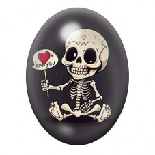 Cabochon en Verre Illustré Squelette Coeur Gothique 13x18, 18x25 ou 30x40mm  pour la Création de Bijoux Fantaisie - DIY