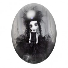 Cabochon en Verre Illustré Poupée Gothique 13x18, 18x25 ou 30x40mm  pour la Création de Bijoux Fantaisie - DIY
