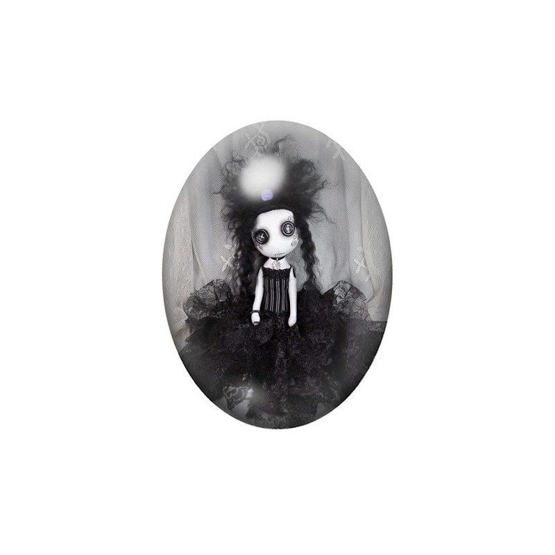 Cabochon en Verre Illustré Poupée Gothique 13x18, 18x25 ou 30x40mm