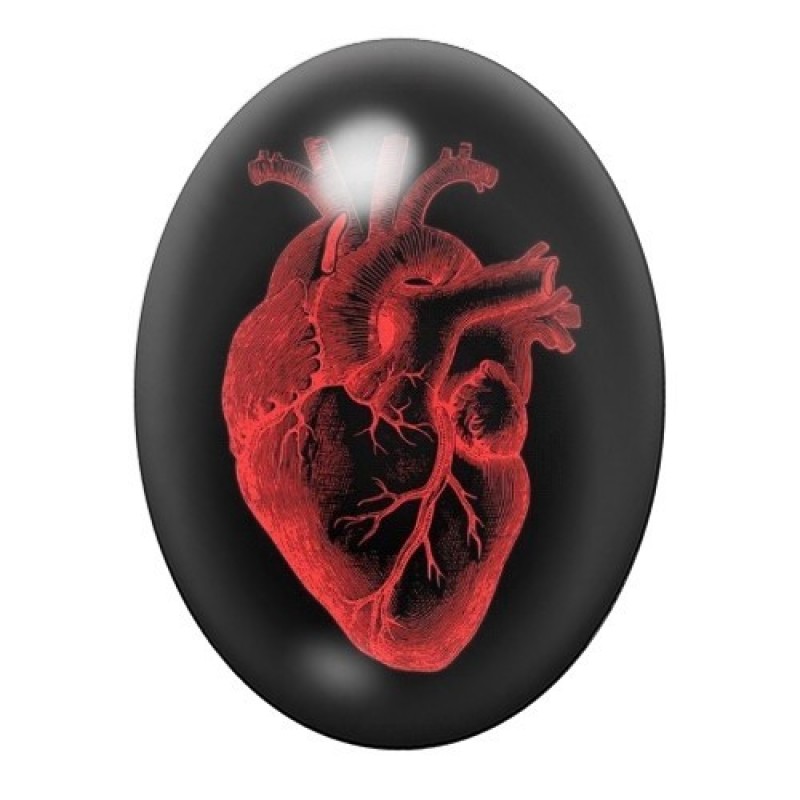 Cabochon en Verre Illustré Coeur Organe Gothique 13x18, 18x25 ou 30x40mm