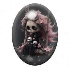 Cabochon en Verre Illustré Poupée Calavera Gothique 13x18, 18x25 ou 30x40mm  pour la Création de Bijoux Fantaisie - DIY