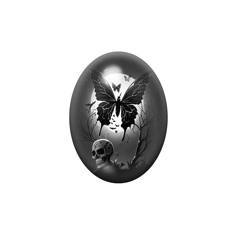 Cabochon en Verre Illustré Papillon Gothique 13x18, 18x25 ou 30x40mm