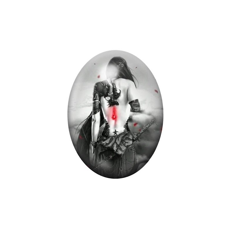 Cabochon en Verre Illustré Femme Gothique 13x18, 18x25 ou 30x40mm