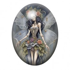 Cabochon en Verre Illustré Squelette Fée Gothique 13x18, 18x25 ou 30x40mm  pour la Création de Bijoux Fantaisie - DIY