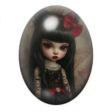 Cabochon en Verre Illustré Petite Fille Tatouée Gothique 13x18, 18x25 ou 30x40mm  pour la Création de Bijoux Fantaisie - DIY