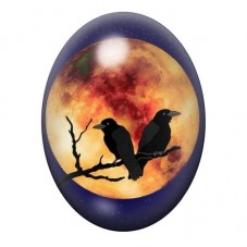 Cabochon en Verre Illustré Corbeaux Gothique 13x18, 18x25 ou 30x40mm  pour la Création de Bijoux Fantaisie - DIY