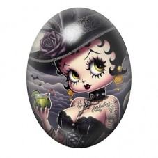 Cabochon en Verre Illustré Betty Boop Gothique 13x18, 18x25 ou 30x40mm  pour la Création de Bijoux Fantaisie - DIY