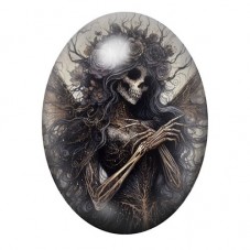 Cabochon en Verre Illustré Squelette Fée Gothique 13x18, 18x25 ou 30x40mm  pour la Création de Bijoux Fantaisie - DIY