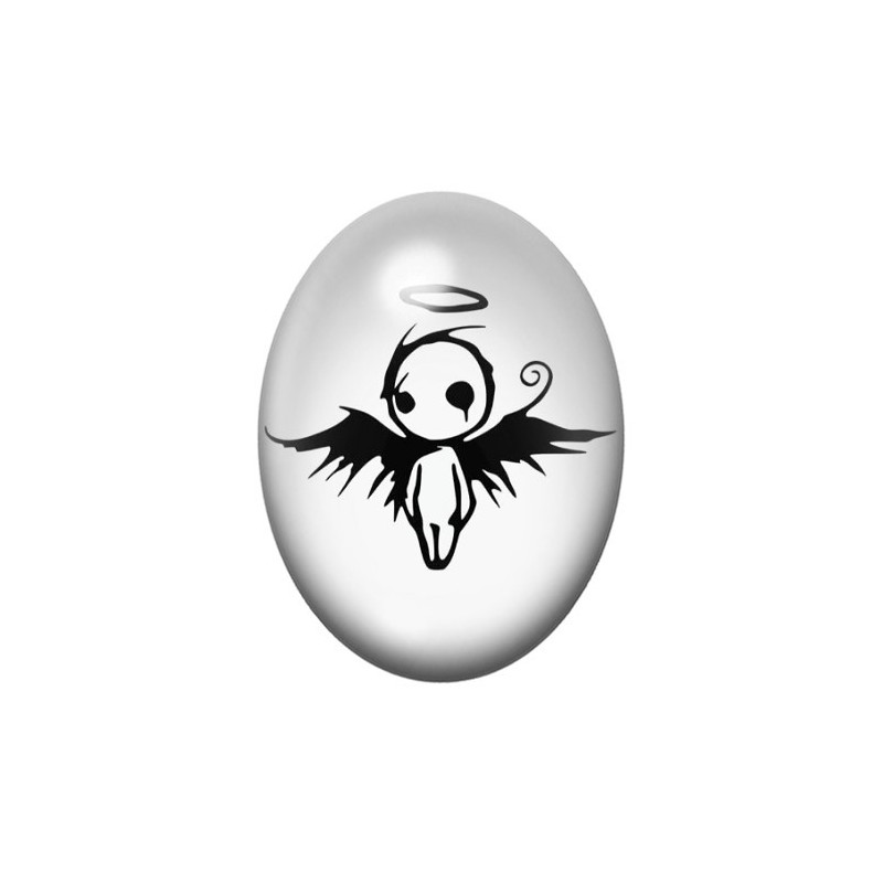 Cabochon en Verre Illustré Ange Gothique 13x18, 18x25 ou 30x40mm