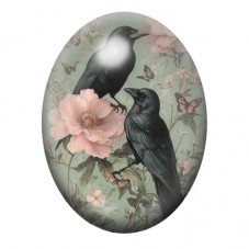 Cabochon en Verre Illustré Corbeaux Gothique 13x18, 18x25 ou 30x40mm  pour la Création de Bijoux Fantaisie - DIY