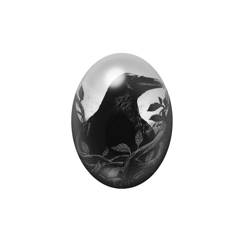 Cabochon en Verre Illustré Corbeau Gothique 13x18, 18x25 ou 30x40mm