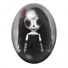 Cabochon en Verre Illustré Poupée Calavera Gothique 13x18, 18x25 ou 30x40mm  pour la Création de Bijoux Fantaisie - DIY