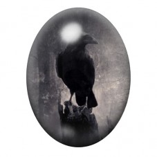 Cabochon en Verre Illustré Corbeau Gothique 13x18, 18x25 ou 30x40mm  pour la Création de Bijoux Fantaisie - DIY