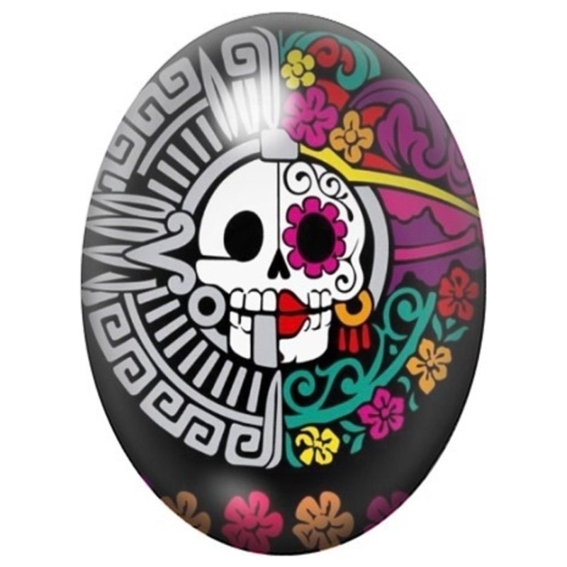 Cabochon en Verre Illustré Crâne Calavera aux Motifs Mexicains 13x18, 18x25 ou 30x40mm