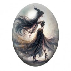 Cabochon en Verre Illustré Maléfique Gothique 13x18, 18x25 ou 30x40mm  pour la Création de Bijoux Fantaisie - DIY